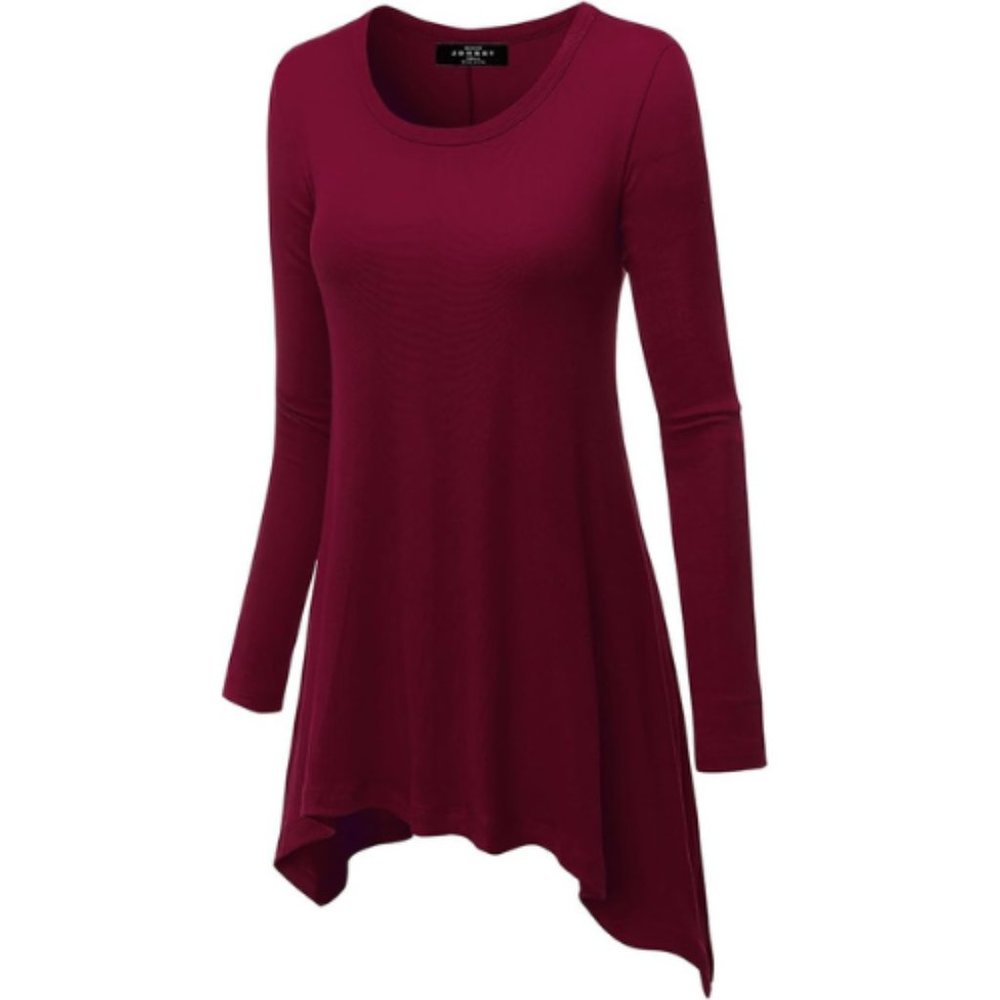 Tunic - Long Sleeve Top Burgundy Wine Red